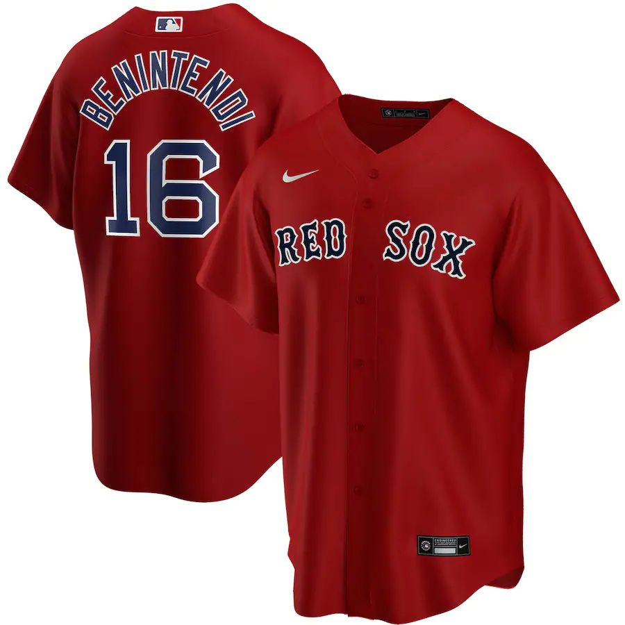 Mens Boston Red Sox #16 Andrew Benintendi Nike Red Alternate Replica Player Name MLB Jerseys->boston red sox->MLB Jersey